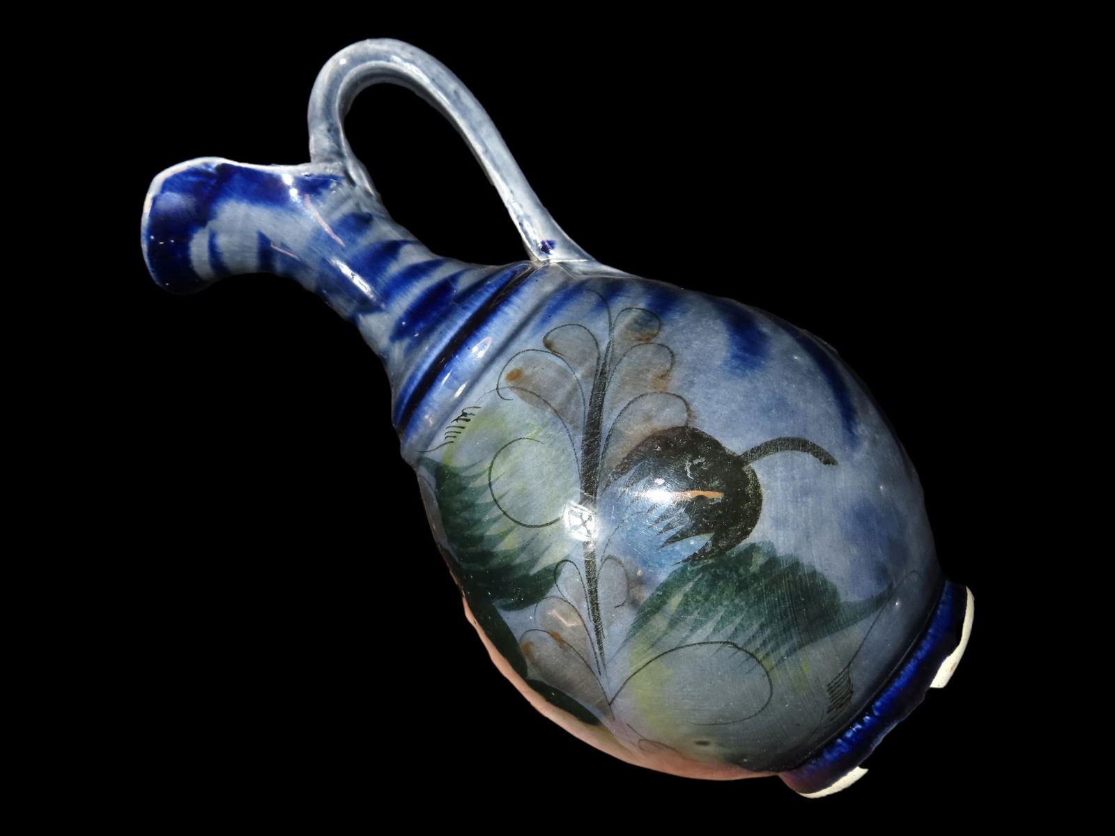 10" Tonala Mexico Hand-painted Pottery Pitcher (1 of 6)