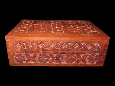 Engraved Wooden Trinket Box, lined