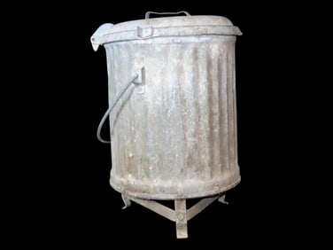 Vintage Underwriters Laboratories Industrial Lidded Trash Can-Shop Waste Bin, Galvanized Steel