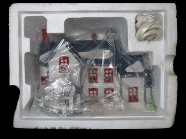 Dept 56 Handpainted Porcelain Dutch Farmhouse, lights up, NIB