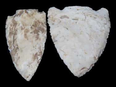 Lot of 2 Snap Base Arrowheads, Found By Josh Walker 3 Miles South of Lomax, Illinois, Henderson Co.,