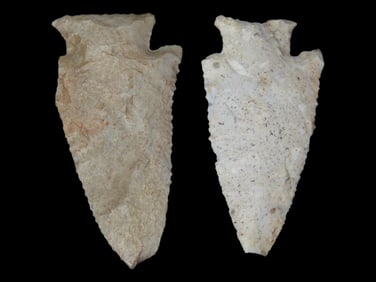 Pair of Hardin Pts., 4 3/8" Archaic Knife, Found By Josh Walker 3 Miles South of Lomax, Illinois,