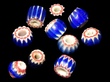 10 Archaic Multi Layer Chevron Beads, EX Greg Perdun, Illinois