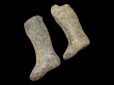 2 1/4" Pair of Pottery Human Effigy Legs, Hopewell, Found in Illinois