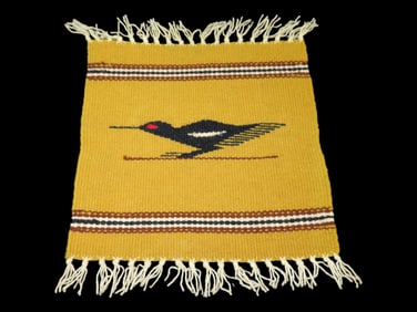 9 1/2" X 9 1/2" Native American Roadrunner Rug