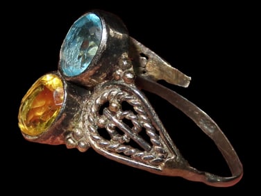 Genuine Aquamarine and Citrine Mounted in Sterling Silver