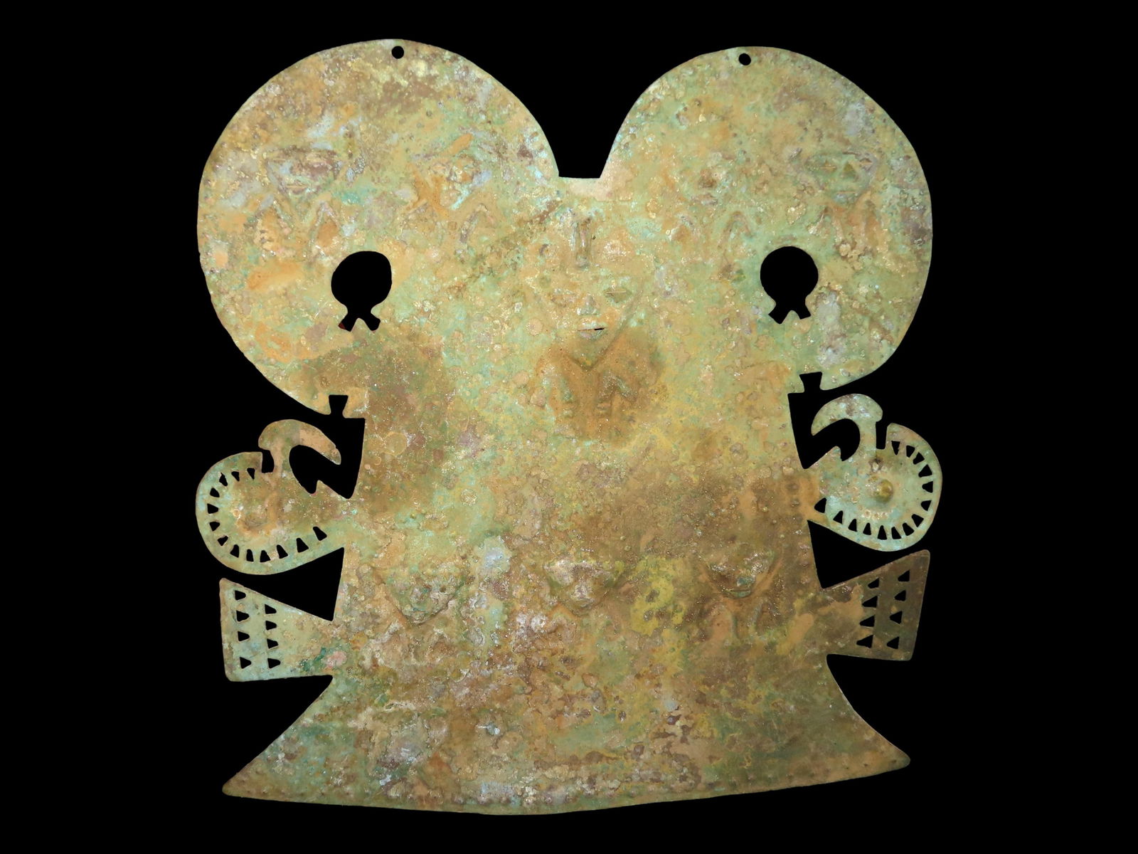 7 3/4" X 7 3/4" Pre-Columbian Moche Culture Ornate Copper Ornament/Pendant/Breast Plate- Has several (1 of 5)