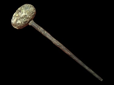 2 1/8" Pre-Columbian Hair Bob/Pin Copper Awl Bond at the Top by a Copper Bead