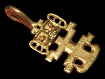1" Gold Plated Pre-Columbian Pendant: 1" Gold Plated Pre-Columbian Pendant