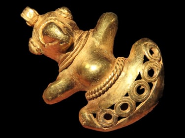 2 3/16" Toucan Pendant Pre-Columbian Tairona Tumbaga, Found in Columbia, South America