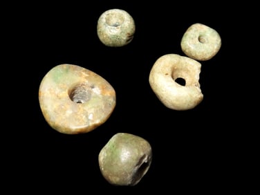 Set of 5 Pre-Columbian Jade Beads, Guatemala