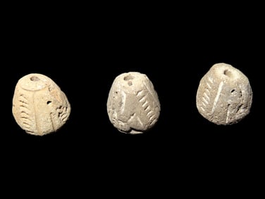 Effigy Beads, Pre-Columbian, Found at Ecuador, Manabi Culture, 500 BC to 500 CE