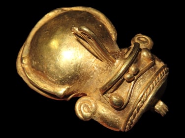 1 3/4" Rattle Pendant, Pre-Columbian Tairona Tumbaga, Found in Columbia, South America