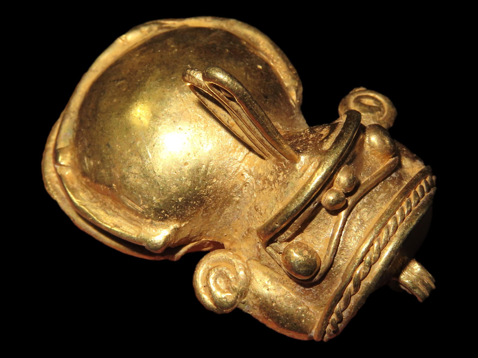 1 3/4" Rattle Pendant, Pre-Columbian Tairona Tumbaga, Found in Columbia, South America (1 of 6)