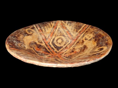9 5/8" X 3 1/2" Solid Pre-Columbian Painted Pot