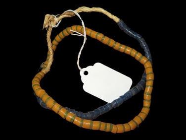 12" Strand Blue, Yellow, Green African Sandcast Beads