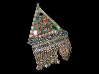 Antique Hindu Pendant, Handmade Jewelry, 1920-1940s Belly Dancer