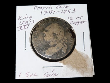 1791-1793 King Louis VI French Coin