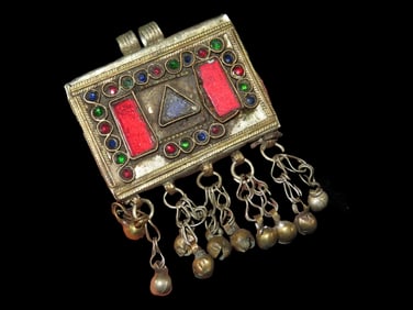 Antique Hindu Pendant, Handmade Jewelry, 1920-1940s Belly Dancer