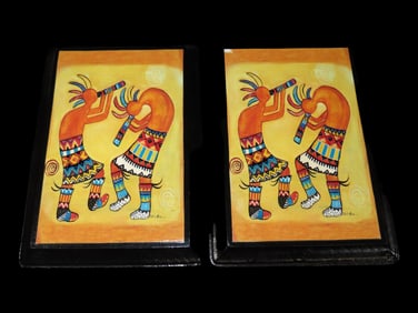 2 Zuni Painted Plaques