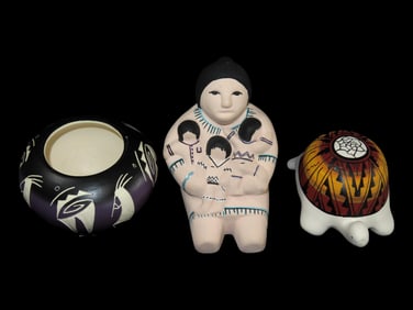 3 Native American Signed Pottery Pieces