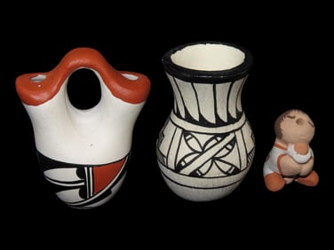 3 Miniature Signed Native American Pots