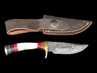 6 5/8" Bone Handle Damascus Knife