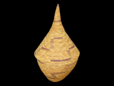 Agaske / Ibeseke Basket from the Tutsi Tribe of Rwanda Central Africa, 2 pieces, Lid and Base,