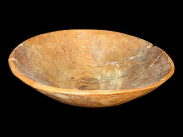19" Dia Wooden Bowl, Hand Carved from a Single Log.