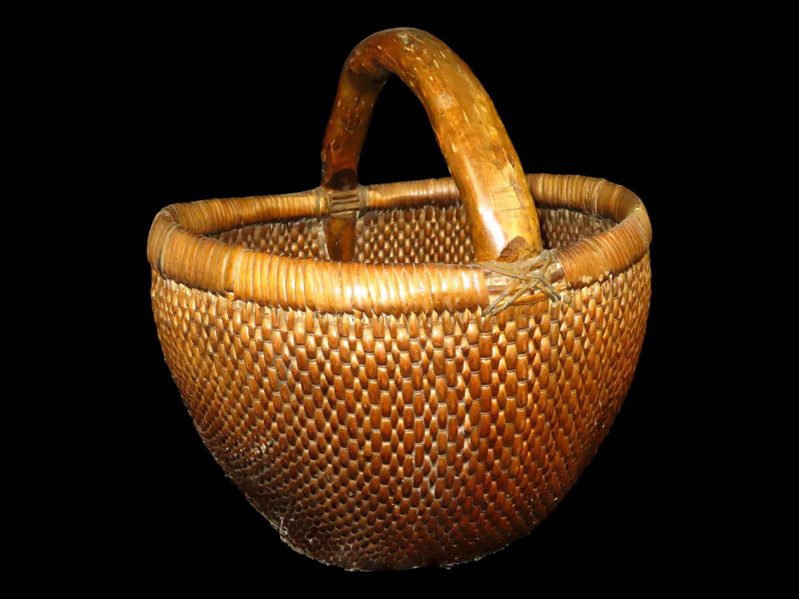 Huge Wooden Hand made basket, Likely Early 20th Century from China. 18" tall 17" Dia. (1 of 17)