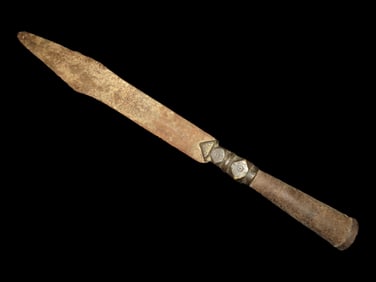 Qiangyou Spearhead, Qiang Tou, China, 17th-18th Century, Steel and Brass, 17 7/8" Long,
