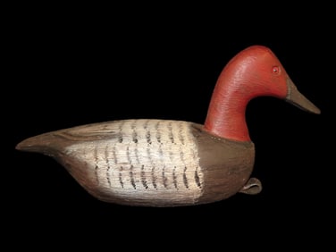 Hand Carved Canvasback Duck Decoy Stamped on the bottom F & S, 19"