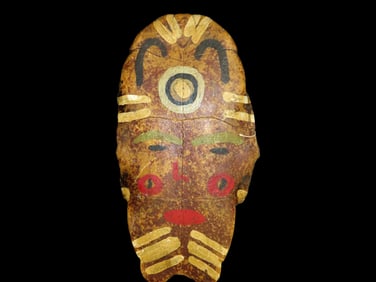 Amazing 20th Century Northwest Coast Painted Bone Figurine, 16 1/2"