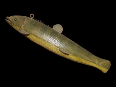 Signed Antique Hand Carved Wooden Fishing Decoy