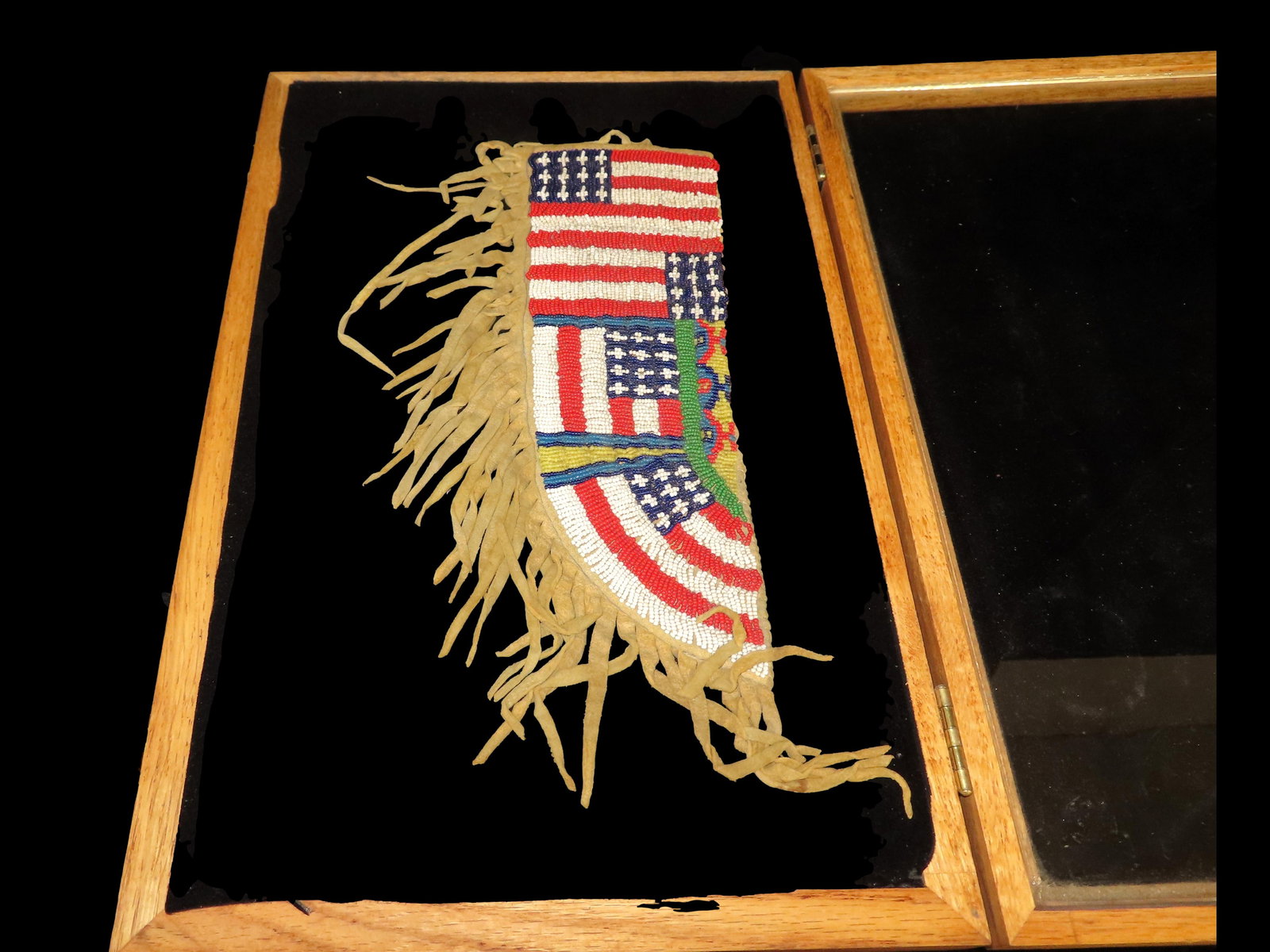 18" x 12" Frame with turn of the century beaded knife sheath, Native American (1 of 13)