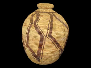 12" Traditional African Hand Woven Lidded Basket