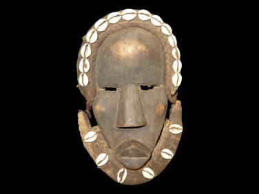 12 1/4" Black and White Wooden Mask