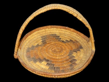 Native American Indian Papago Style Handle Basket