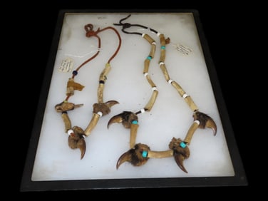 Frame of 2 Bone Bead Necklaces, Indian Ridge Museum Col. Ray Vietzen, Elyria, Ohio