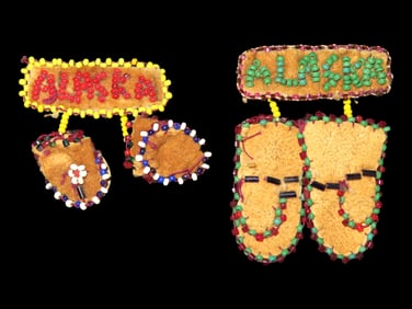 Lot of 2 Alaskan Beaded Glove Medals