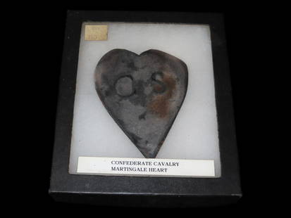 5 1/4" x 6 1/4" Confederate Cavalry Martingale Heart, Stamped C.S.: 5 1/4" x 6 1/4" Confederate Cavalry Martingale Heart, Stamped C.S.