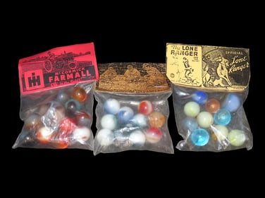 Lot of Misc Advertisement Marbles, The Lone Ranger, McCormick Farmall