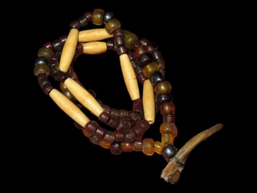 Native American Bone and Glass Necklace
