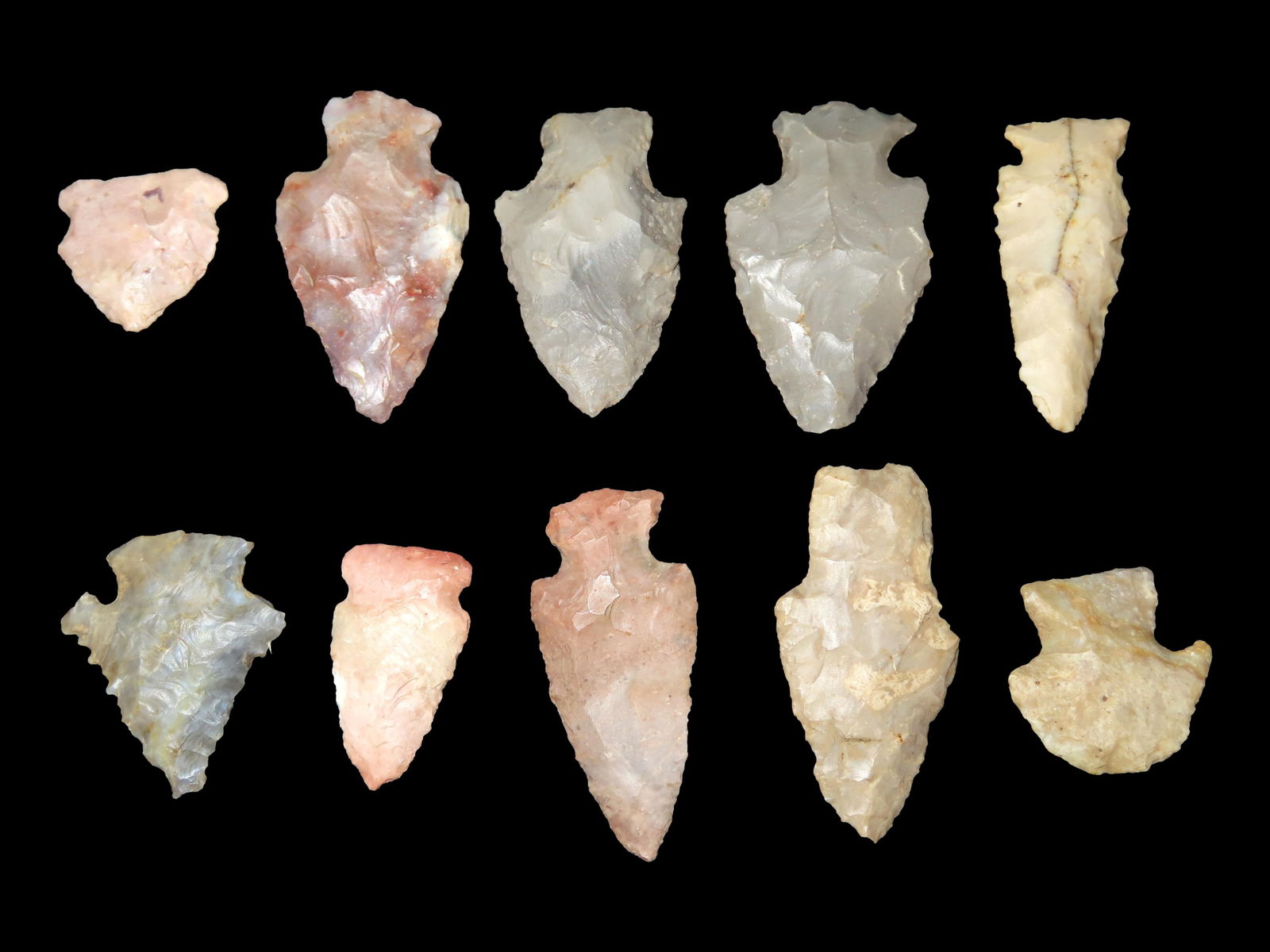 Lot of Miscellaneous Flint -i.e.-Blades, Common Arrowheads, Bird Points, and/or Gouges/Adzes (1 of 4)