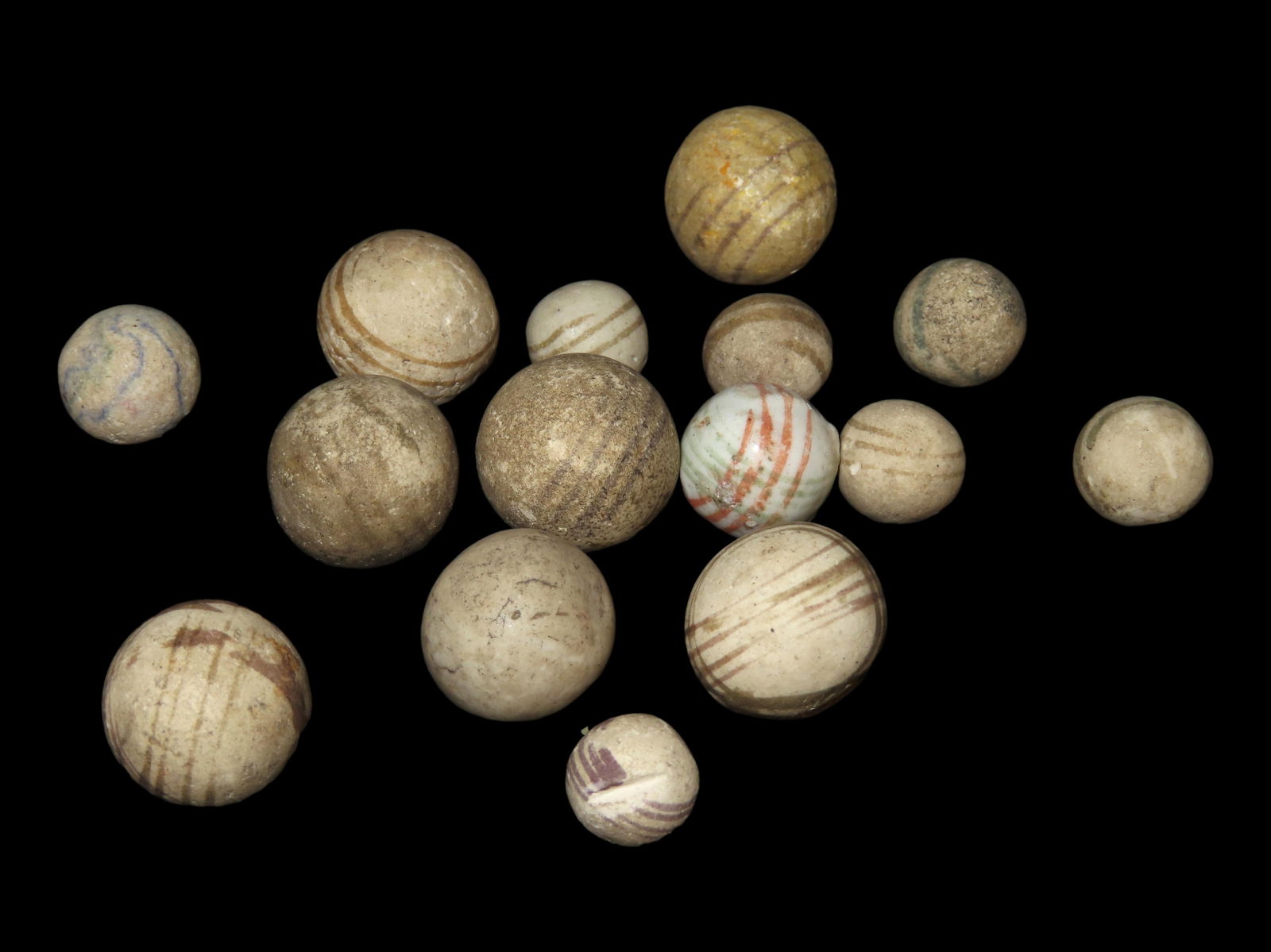 Grouping of Vintage Marbles- Stone, Clay, Glazed Pottery: Grouping of Vintage Marbles- Stone, Clay, Glazed Pottery