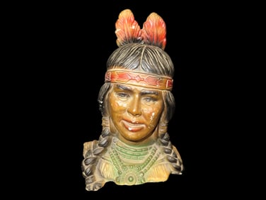 10 1/4" 1960's Era Chalkware Native American Bust