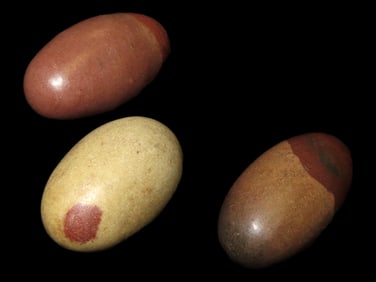 3x 3" Colorful Shiva Lingam Stones, Narmada River, India