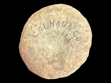 2 5/8" x 2 1/8" Barrell Discoidal/Nutting Stone, found in Calhoun Co., Illinois