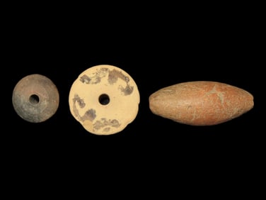 Group of 3 Pre-Columbian Pottery Beads, Manabi Culture, found in Equador