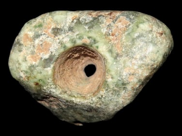 1" x 3/4" Pre-Columbian Jade Bead, Guerrero Region Southern Mexico, Mezcala Culture 600 - 100 BCE